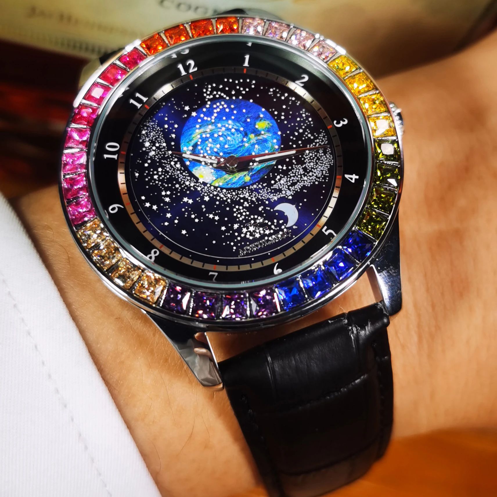 Luxury Watch Holder For Men - Fashion Starry Sky Luminous Mechanical Watch