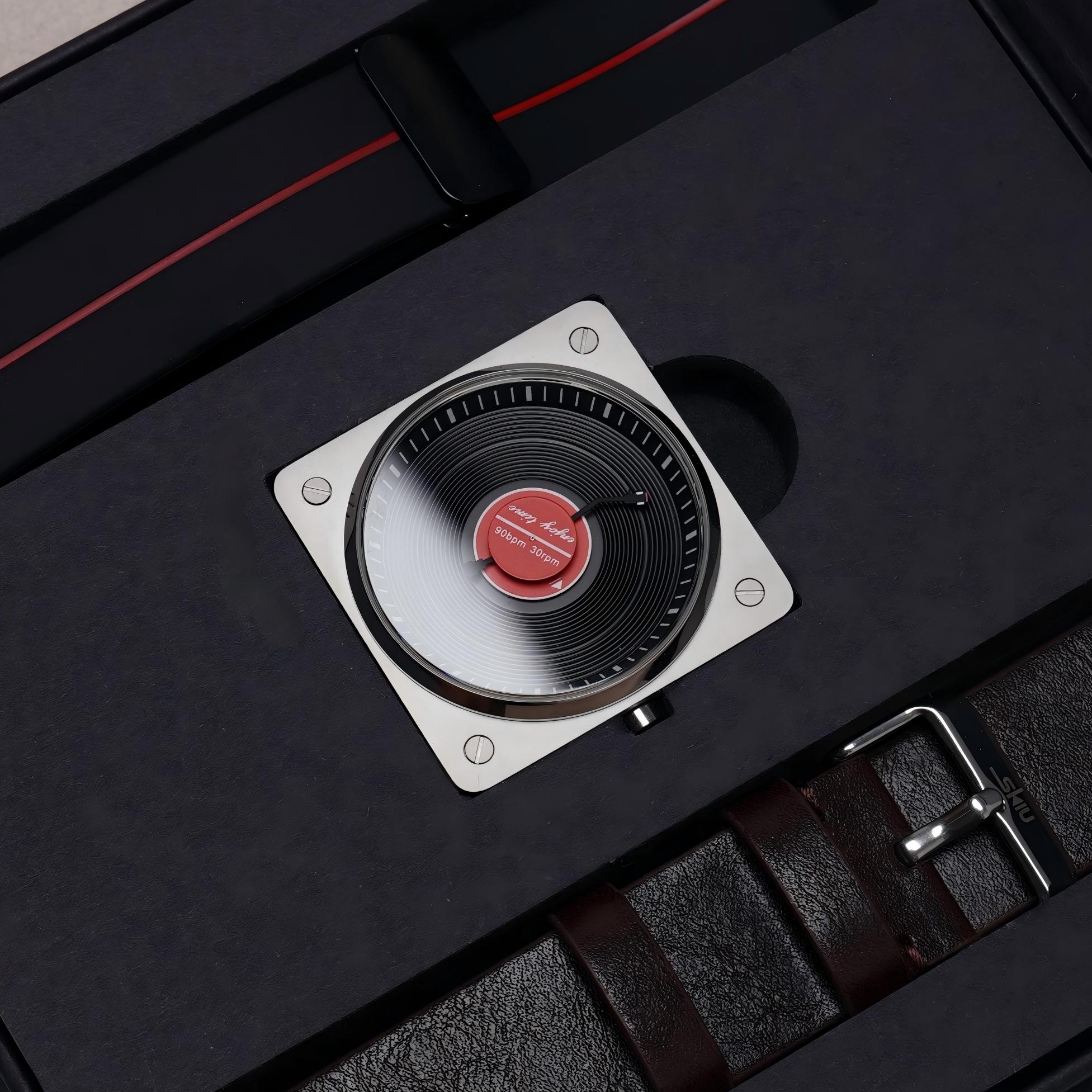 SKU Vinyl Record Quartz Men's  - Luxury Watch Holder For Men 评论和价格
