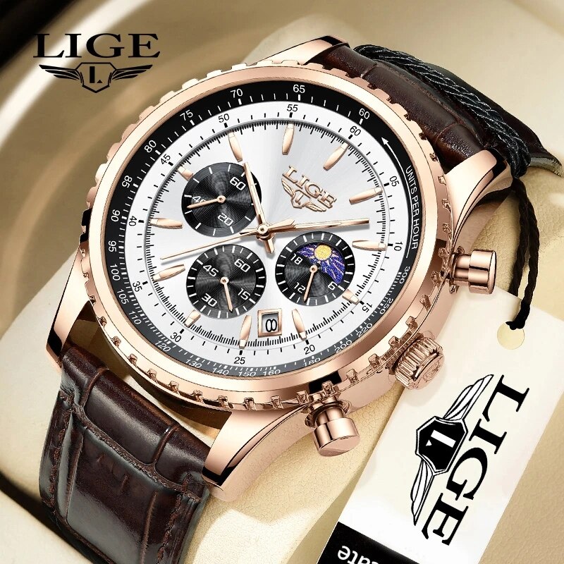 LIGE New Mens Watches Top Bran - Luxury Watch Holder For Men 评论和价格